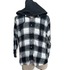 American Eagles Flannel Hoodie - Men M - Winter 90s Grunge